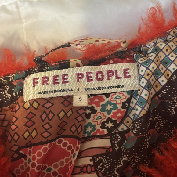 Free people Lena Teddy orange faux fur shaggy coat - Picture 4 of 6